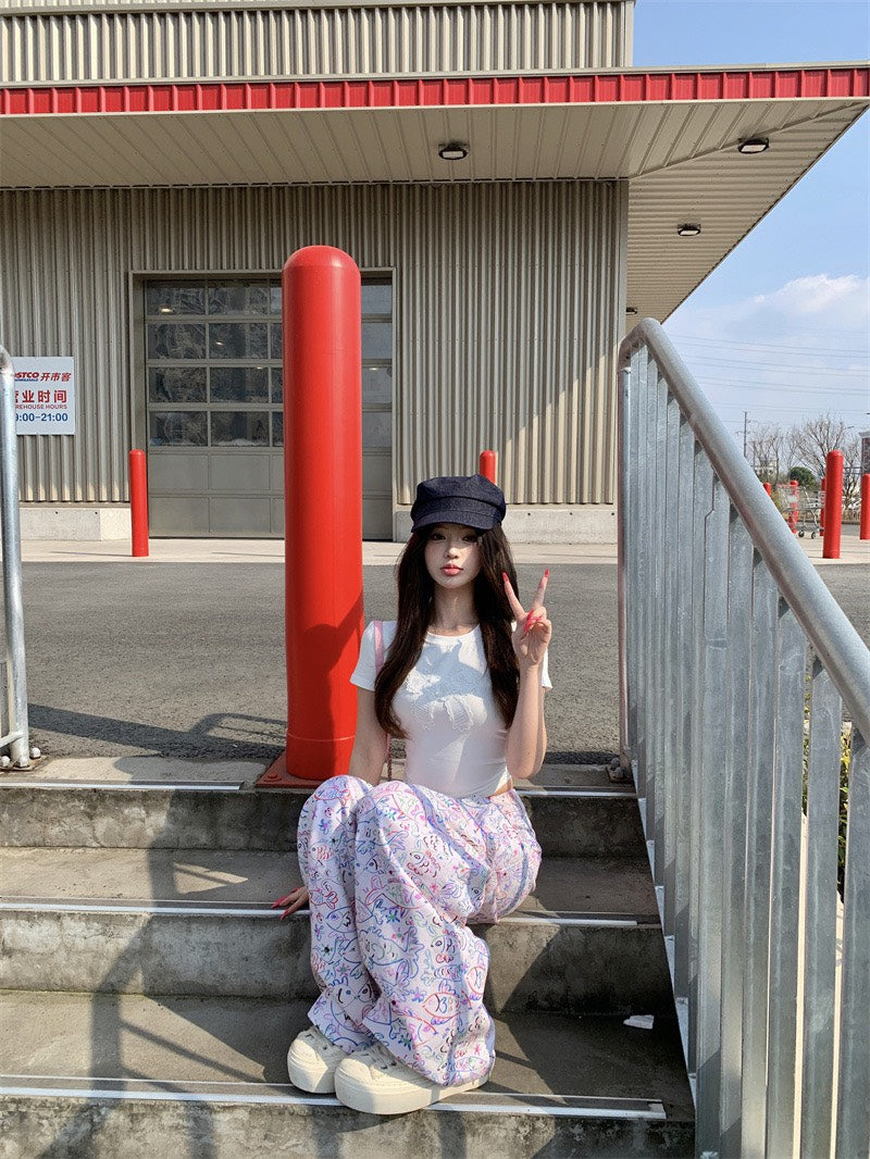 NA+ 浪漫天使 蕾絲蝴蝶繡正肩上衣 白