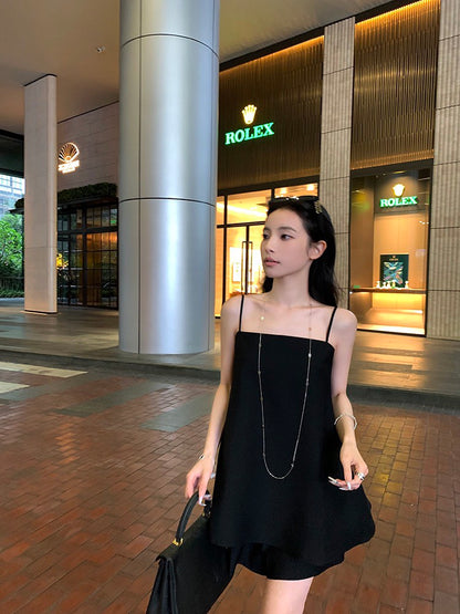 NA+ Cleanfit千金 抹胸長款吊帶 同色系短褲 黑