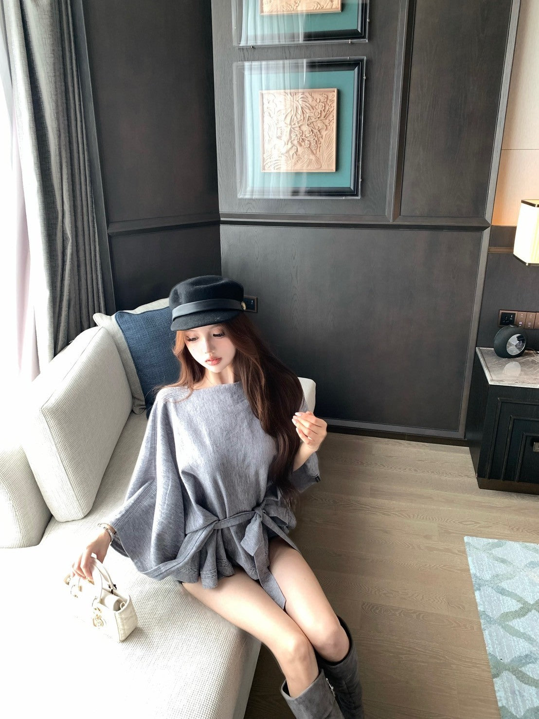 ''Na+''乖乖女 慵懶鬆弛綁帶斗篷上衣