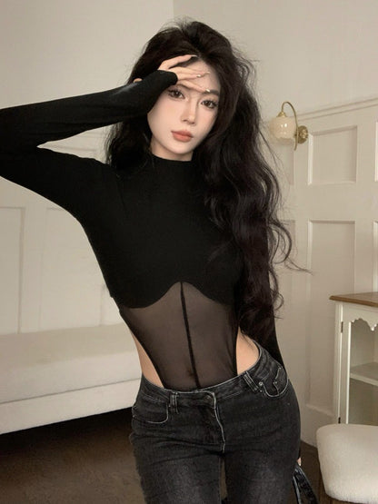 NA+ 純慾派歐美透視拼接連體衣 黑