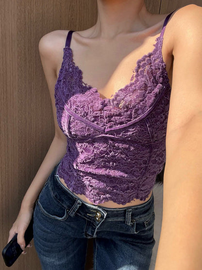 NA+ 純慾絲絨雕花打底修身背心 紫/咖