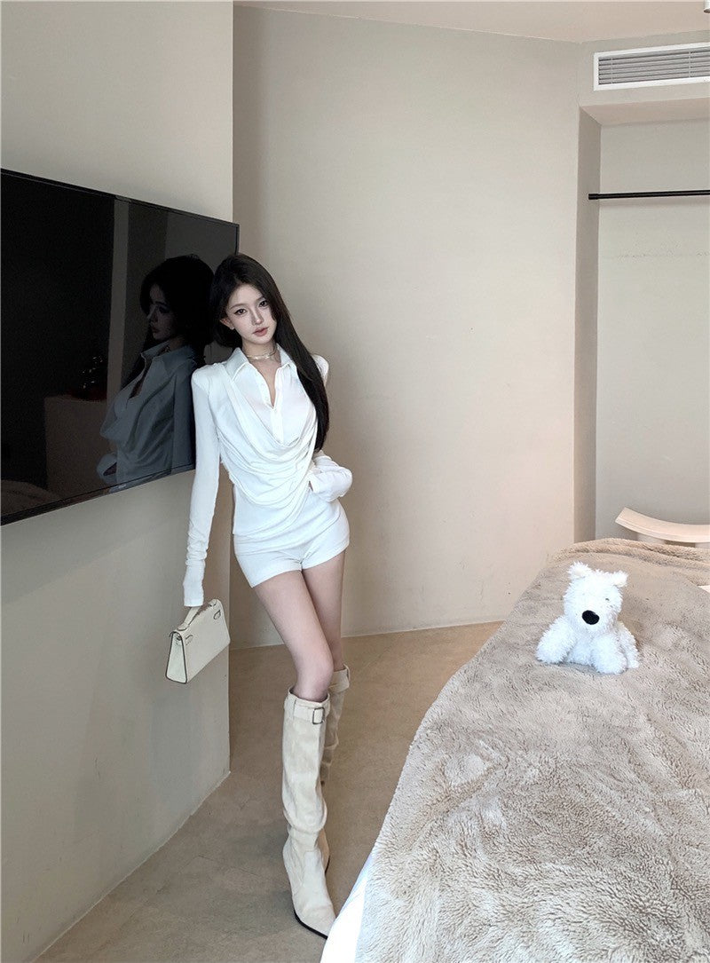 ''Na+''韓女氣質蕩感設計修身襯衫