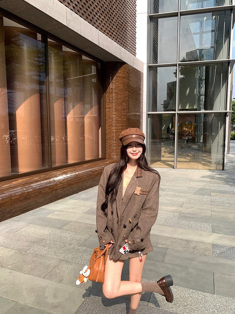 ''Na+''卡布廣場 復古學院風毛呢西裝外套 修身半身裙