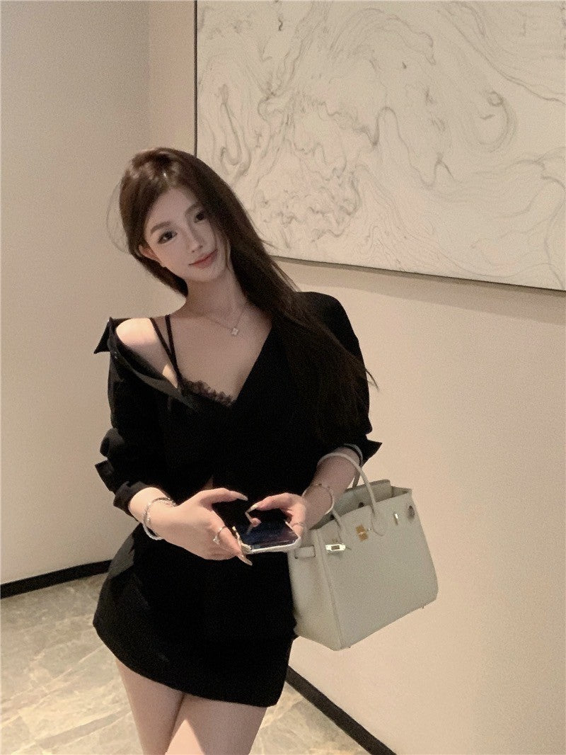 "Na+"悠然慵懶 百搭廓形口袋襯衫 黑