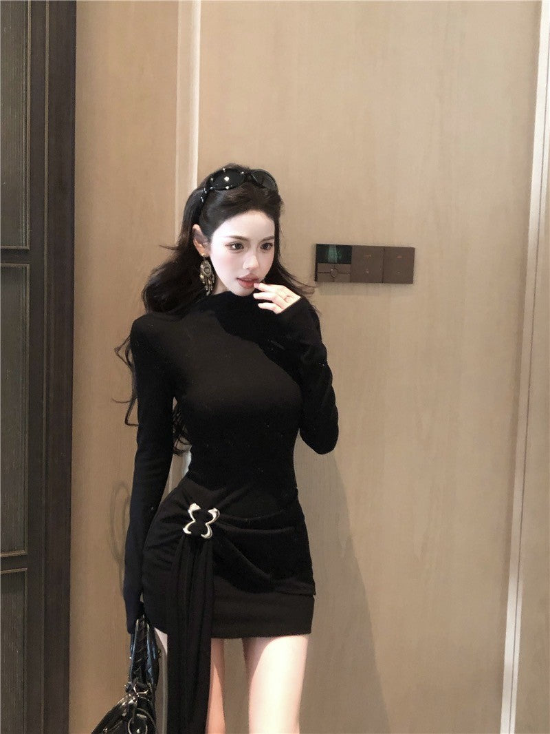 ''Na+''歐美辣妹彈力可調扣包臀裙 黑