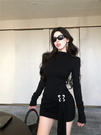 ''Na+''歐美辣妹彈力可調扣包臀裙 黑