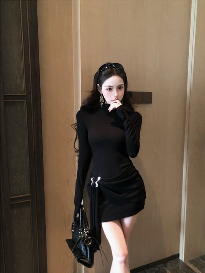 ''Na+''歐美辣妹彈力可調扣包臀裙 黑