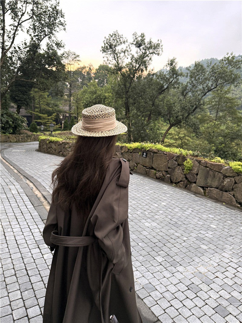 NA+ 大女主Be you雙排扣廓形長款風衣 深茶棕