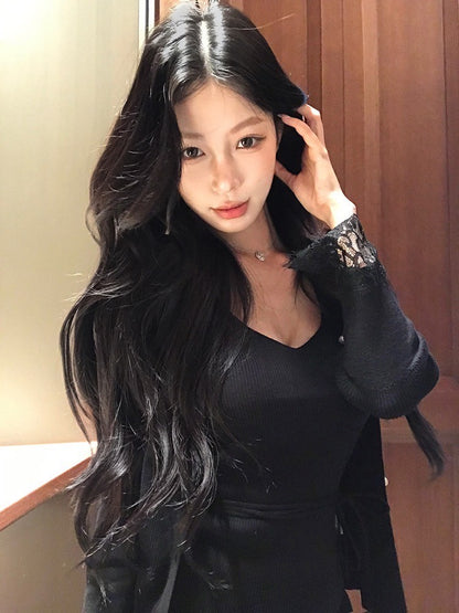 ''Na+''約會下午茶 氣質名媛針織三版設計 黑