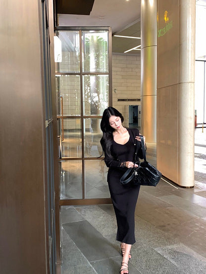 ''Na+''約會下午茶 氣質名媛針織三版設計 黑