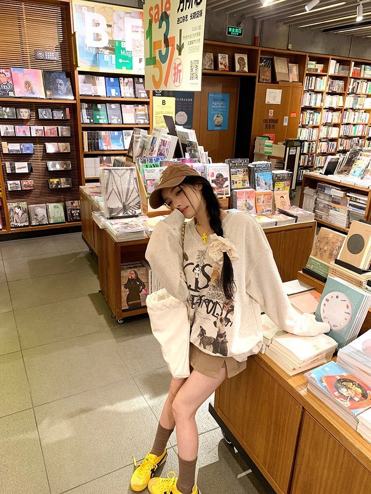 ''Na+''小狗藝術家 美式休閒V領套頭衛衣