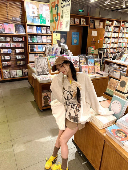 ''Na+''小狗藝術家 美式休閒V領套頭衛衣