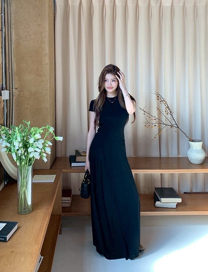 NA+ 基礎通勤 氣質圓領上衣半身裙套裝 黑