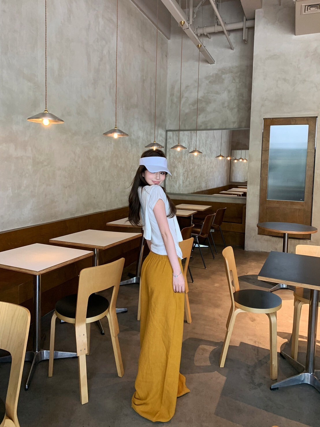 NA+ 簡約主義 休閒披肩上衣2件組/黃色抽繩休閒褲