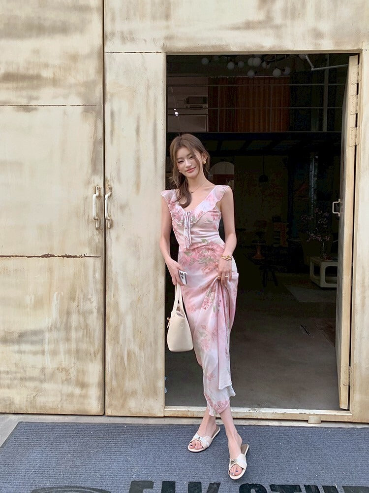 NA+ 新中式古典人美波墨碎花裙