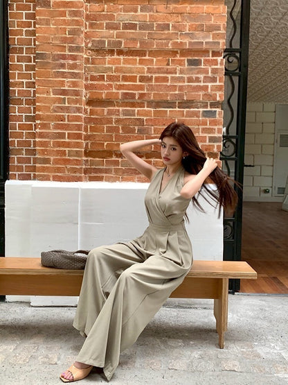 NA+ 爵士演奏會 百搭通勤收腰連身褲 卡綠