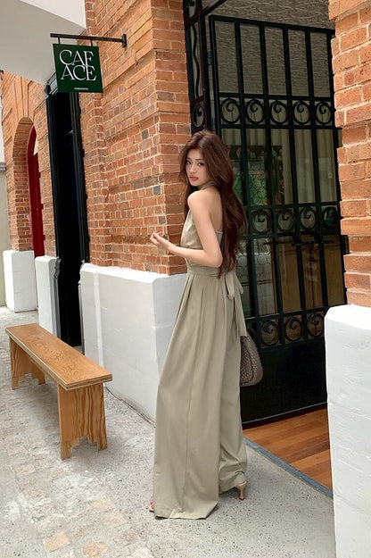 NA+ 爵士演奏會 百搭通勤收腰連身褲 卡綠