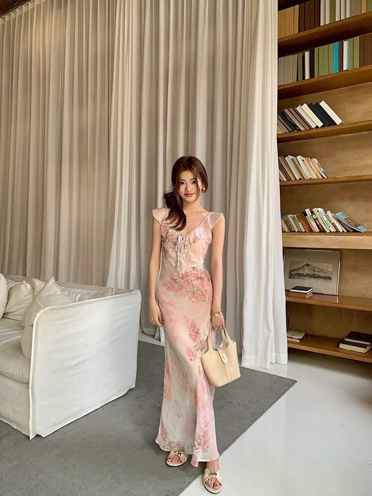 NA+ 新中式古典人美波墨碎花裙