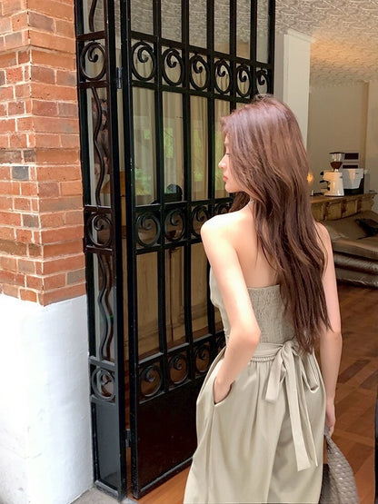 NA+ 爵士演奏會 百搭通勤收腰連身褲 卡綠