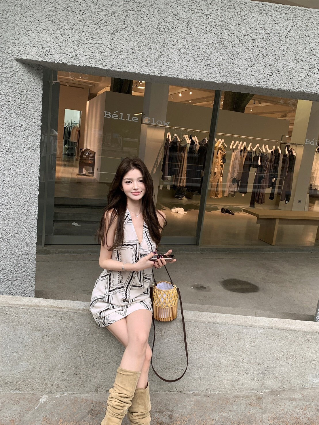 NA+ 老錢假日 鬆弛感印花背心/半身裙