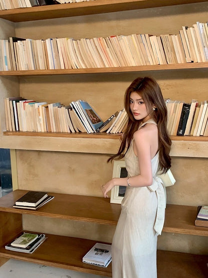 NA+ 高知姐姐 氣質綁帶收腰連身裙 杏