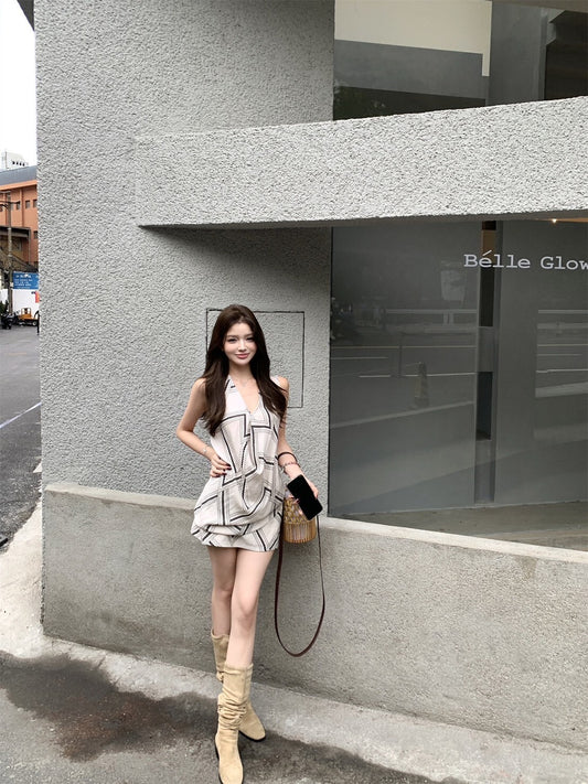 NA+ 老錢假日 鬆弛感印花背心/半身裙