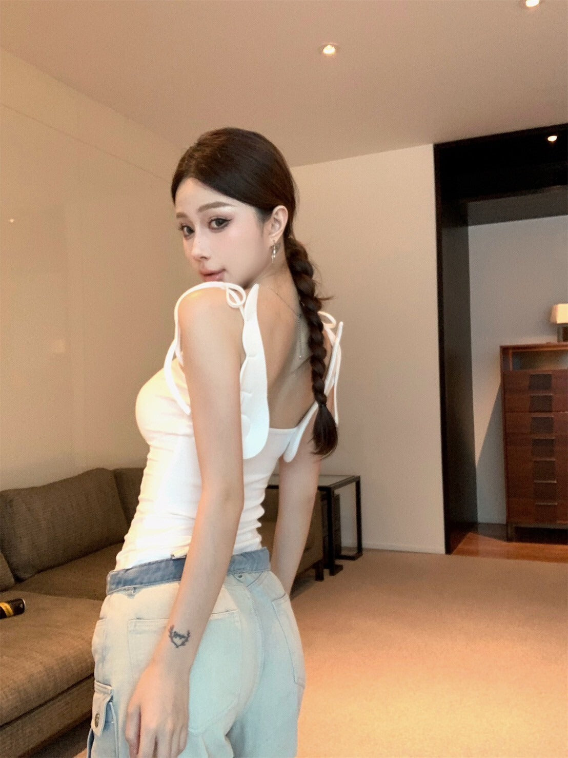 NA+ 美式天使翅膀特殊造型背心 粉/白